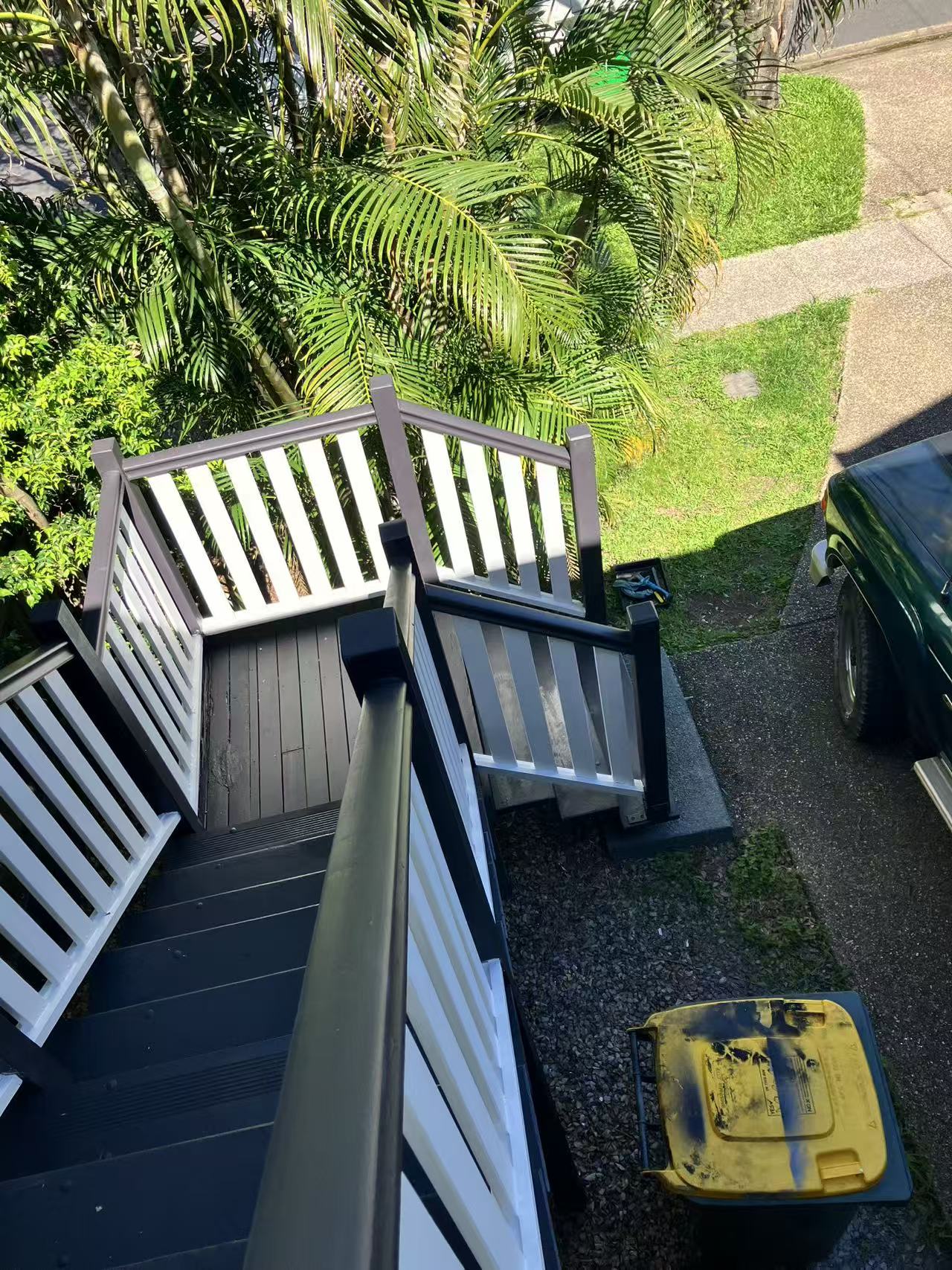 Renewed outdoor timber stairs and handrails
